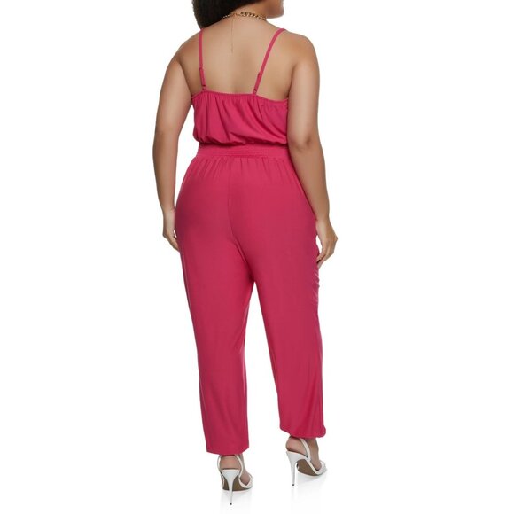 NWT Jolie & Joy‎ Smocked Waist Cami Jumpsuit - Magenta Size Medium - Picture 8 of 8